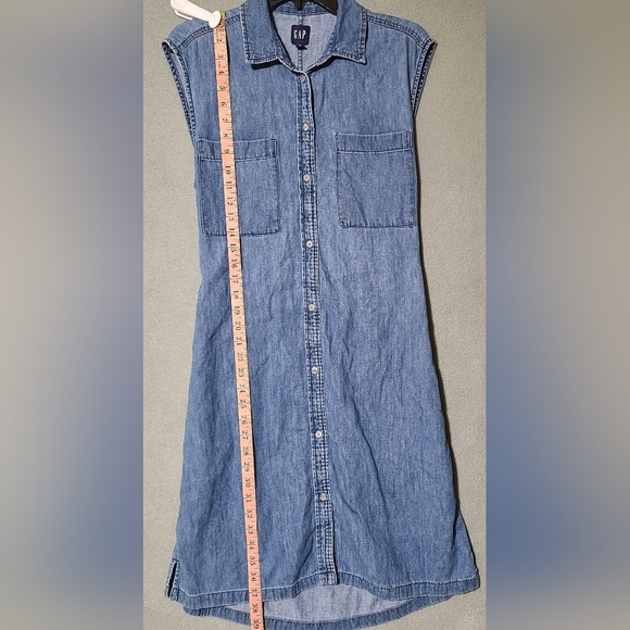 GAP Women's Sleeveless Blue Jean Denim Button-Down Dress - Size Small - Picture 3 of 11
